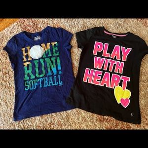 2 Girls S/S Tees Justice size 8; Danskin size 7/8